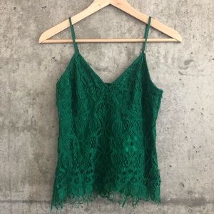 Green, eyelet lace camisole